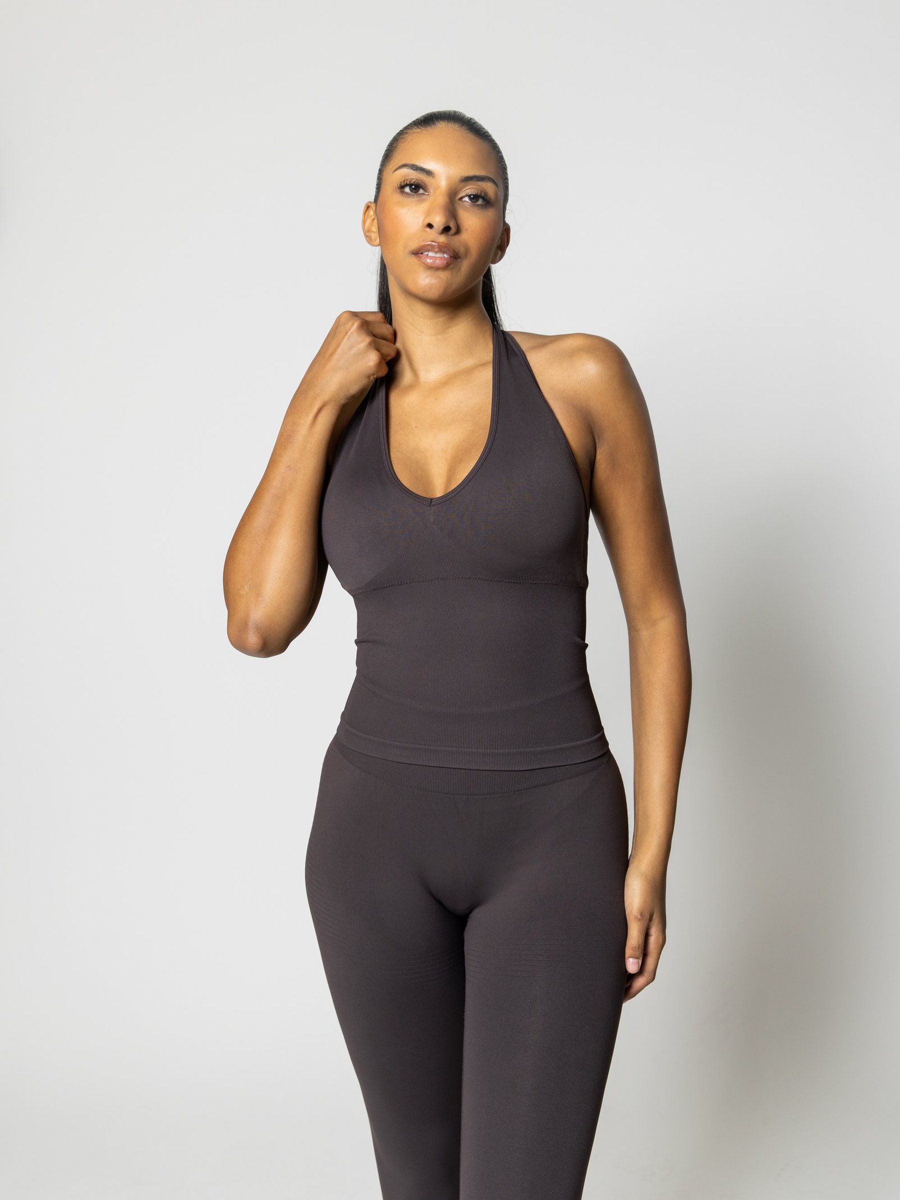 Aura Halter Top in Espresso — gallery view