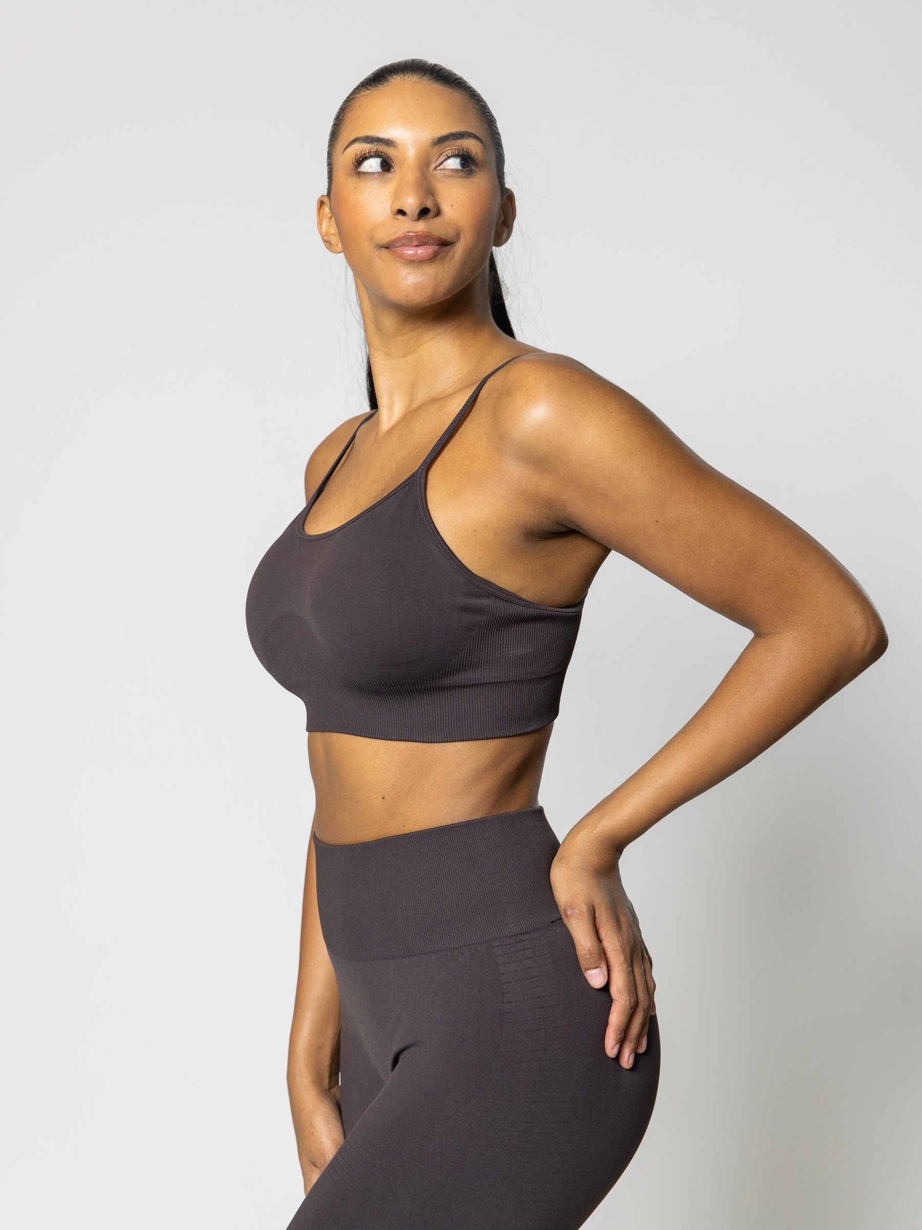 Seamless Sports Bra in Espresso — gallery view