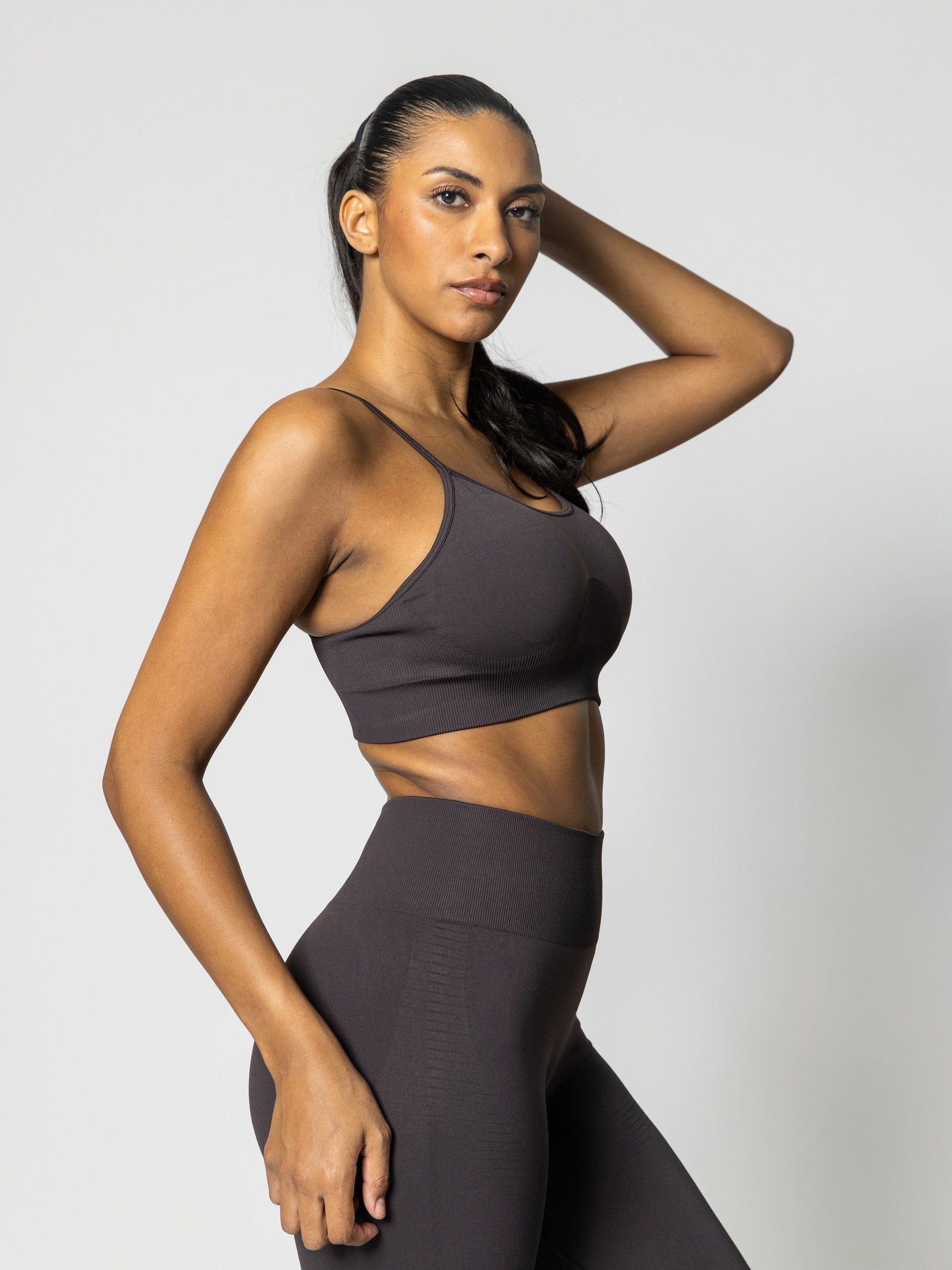 Seamless Sports Bra in Espresso — gallery view